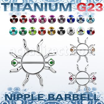 umnp104 pezonera sol estilo janet jackson barbell titanio g23 bolas multi joya 5mm venta