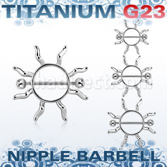 unp104 pezonera sol estilo janet jackson barbell titanio g23 bolas 5mm distribuidor mayorista