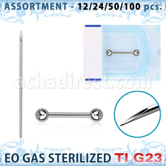uset13 kit piercings profesional 100 barbells pezon titanio g23 bolas 4mm 100 agujas acero quirurgico esterilizadas distribuidor
