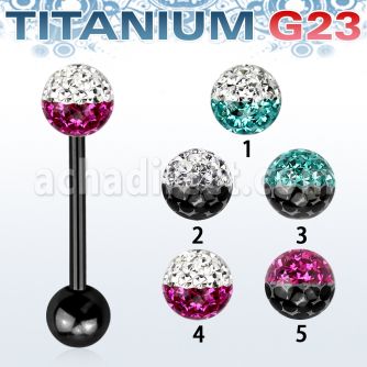 utbbfr6e barbell lengua titanio g23 anodizado bola multi cristal ferido 6mm colores bola titanio 5mm inferior distribuidor mayorista