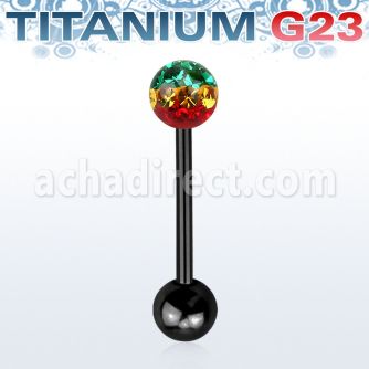 utbbfr6r barbell lengua titanio g23 anodizado bola multi cristal ferido 6mm rayas colores rasta bola titanio 5mm inferior al por mayor