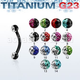 utbnfr3e banana ceja titanio g23 anodizado bolas multi cristal 3mm colores venta