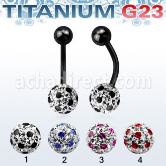 utbnfr8a piercing ombligo titanio g23 anodizado bola titanio 5mm bola multi cristal ferido 8mm puntos venta