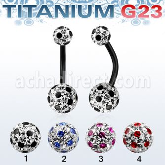 utbnfrga piercing ombligo titanio g23 anodizado bolas 5mm 8mm multi cristal ferido puntos mayorista