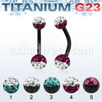 utbnfrse piercing ombligo titanio g23 anodizado bolas 5mm 6mm multi cristal ferido colores distribuidor