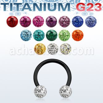utcbfr4 barbell circular titanio g23 anodizado bolas multi cristal pegadas ferido 4mm distribuidor