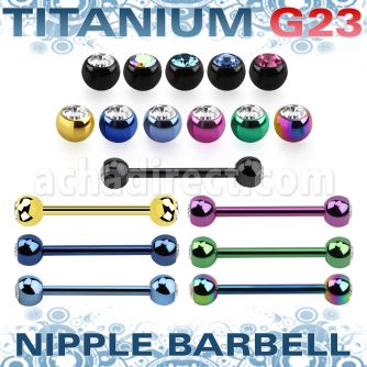 utnpjb5 barbell pezon titanio g23 anodizado bolas joya bisel 5mm distribuidor