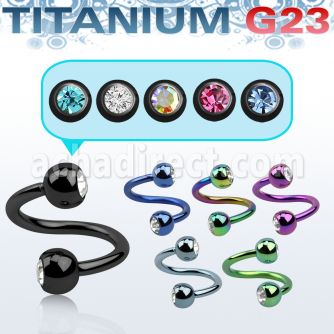 utspe2c4 espiral titanio g23 anodizado bolas joya bisel 4mm al por mayor