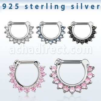 vsepc14 septum clip plata 925 barra cierre acero 316l zirconia venta
