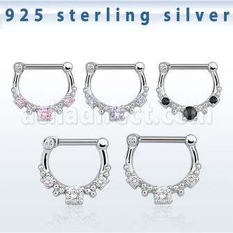 vsepl16 septum clip plata 925 colgante alto barra cierre acero 316l 1 zirconia grande rodeada otras 4 distribuidor