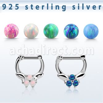 vsepo14 septum clicker plata 925 barra cierre acero 316l tres opalos sinteticos centro barra 14 516 6mm 8mm venta