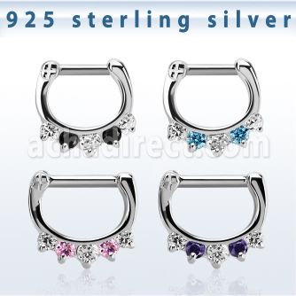 vsepqx14 septum clicker plata 925 barra cierre acero 316l 1 zirconia 4 zirconia colores alternos barra 14 516 6mm 8mm distribuidor