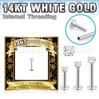 wlbzi 14k white gold labret cz internal