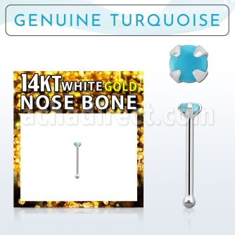 wnbge7 piercing nariz hueso oro blanco 14 kts 0 6mm turquesa 2mm distribuidor mayorista