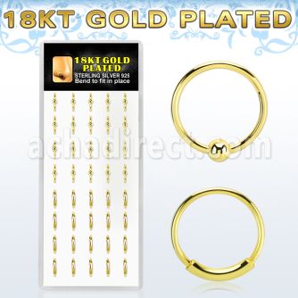 x18gnh caja display 40 aros nariz plata esterlina oro 18 kts 0 6mm 20 bola 20 aro continuo 8mm venta