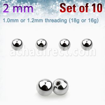 xbal2 pack 10 bolas acero quirurgico brillo espejo 2mm rosca distribuidor mayorista