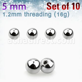 xbal5s pack 10 bolas acero quirurgico brillo espejo 5mm rosca distribuidor mayorista