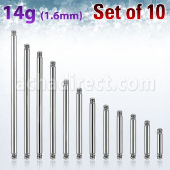 xbb14g pack 10 barras barbell acero 316l brillo espejo rosca al por mayor