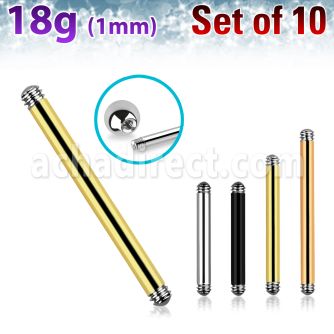 xbb18g pack 10 barras barbell acero quirurgico rosca 1 0mm distribuidor