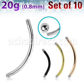 xbn20g set 10 banana ceja acero quirurgico brillo espejo rosca interna distribuidor