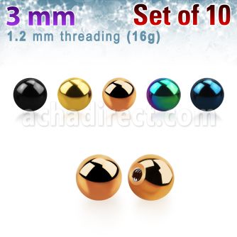 xbt3s pack 10 bolas acero quirurgico anodizado 3mm rosca venta