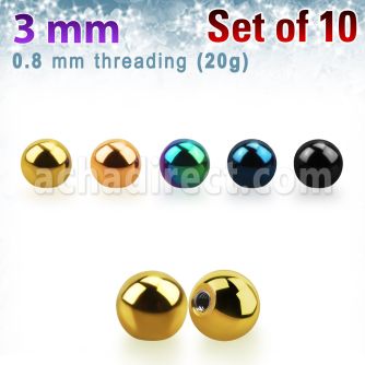 xbt3xs pack 10 bolas acero quirurgico anodizado 3mm rosca venta