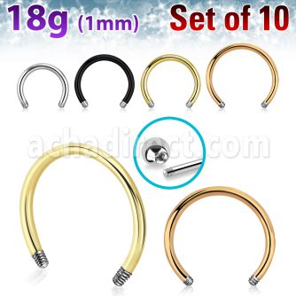 xcb18g pack 10 barras barbell circular acero quirurgico rosca 1mm al por mayor