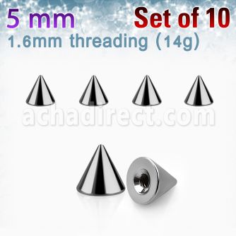 xcon5 pack 10 conos acero quirurgico brillo espejo 5mm rosca venta
