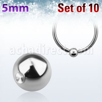 xdpb5 pack 10 bolas hendiduras acero 316l brillo espejo 5mm anillos cierre bola puede utilizarse lados distribuidor