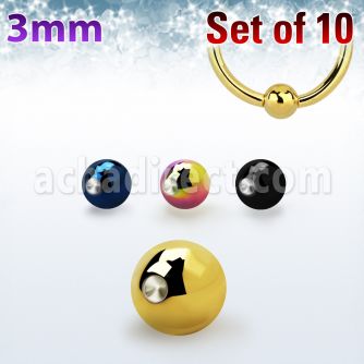 xdpbt3 pack 10 bolas hendiduras acero 316l anodizado 3mm anillos cierre bola puede utilizarse lados mayorista