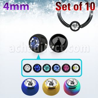 xdpbtc4 pack 10 bolas anillo cierre acero 316l pvd 4mm cristal bisel encaja anillos venta
