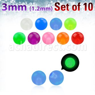 xglb3 pack 10 bolas acrilicas brillan oscuridad 3mm rosca distribuidor mayorista