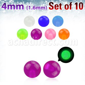 xglb4 pack 10 bolas acrilicas brillan oscuridad 4mm rosca venta