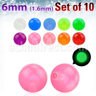 xglb6 pack 10 bolas acrilicas brillan oscuridad 6mm rosca distribuidor mayorista