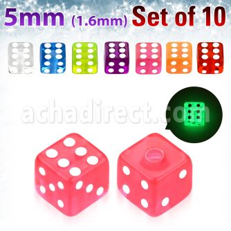 xgldi5 pack 10 dado acrilico brilla oscuridad 5mm rosca distribuidor