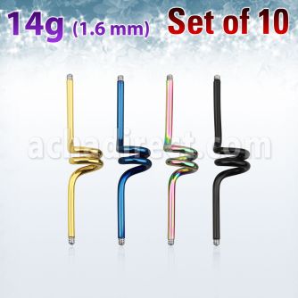 xintc14g pack 10 barras barbells industriales espiral acero 316l anodizado rosca distribuidor