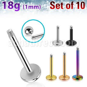 xlb18g set 10 barras labret acero quirurgico rosca 1mm al por mayor