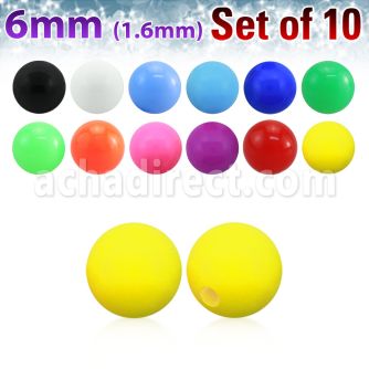 xsab6 set 10 bolas acrilicas 6mm colores solidos rosca al por mayor