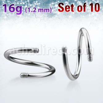 xsp16g pack 10 barras barbells espiral acero 316l brillo espejo rosca venta