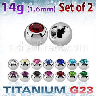 xujb4 pack 2 bolas titanio g23 brillo espejo 4mm cristal joya bisel rosca venta