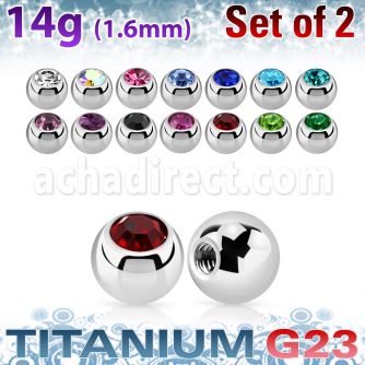 xujb5 pack 2 bolas titanio g23 brillo espejo 5mm cristal colores bisel rosca distribuidor mayorista