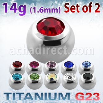 xujb6 pack 2 bolas titanio g23 brillo espejo 6mm cristal colores bisel rosca venta
