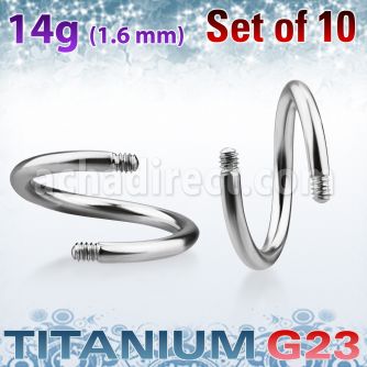 xusp14g pack 10 barras espiral titanio g23 brillo espejo 8mm 10mm al por mayor