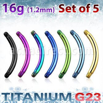 xutbn16 set 5 barras banana ceja titanio g23 anodizado distribuidor mayorista