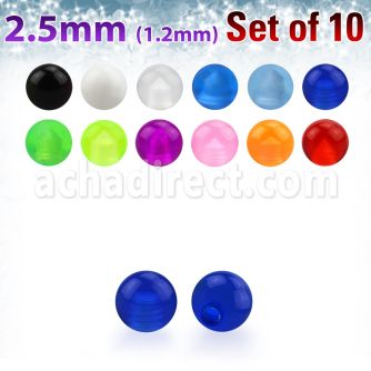 xuvb25 set 10 bolas acrilico uv 2 5mm rosca al por mayor