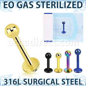 zlbtb3 sterilized pvd plated 316l steel labret 3mm ball