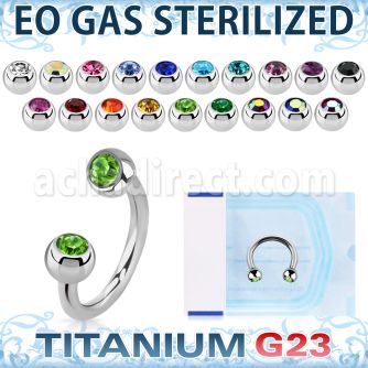 zucbe2c sterilized titanium g23 circular barbell jewel balls