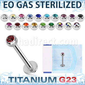 zulbc3 eo gas sterilized piercing titanium g23 labret color crystal ball