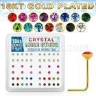 18s19xm box of gold silver nose studs with 2 5mm crystal tops