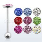 bbfcs2 316l steel tongue barbell with ferido glued crystal top